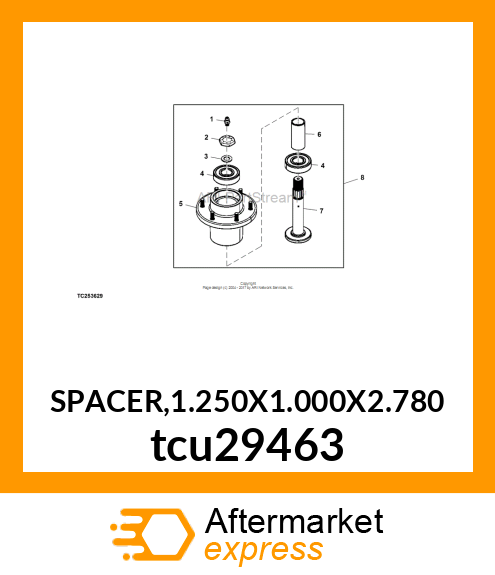 SPACER,1.250X1.000X2.780 tcu29463