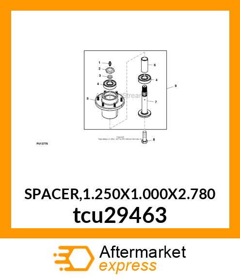 SPACER,1.250X1.000X2.780 tcu29463