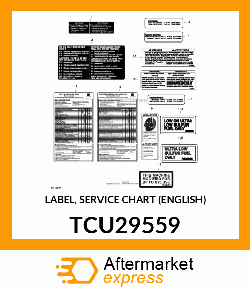 LABEL, SERVICE CHART (ENGLISH) TCU29559