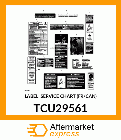 LABEL, SERVICE CHART (FR/CAN) TCU29561