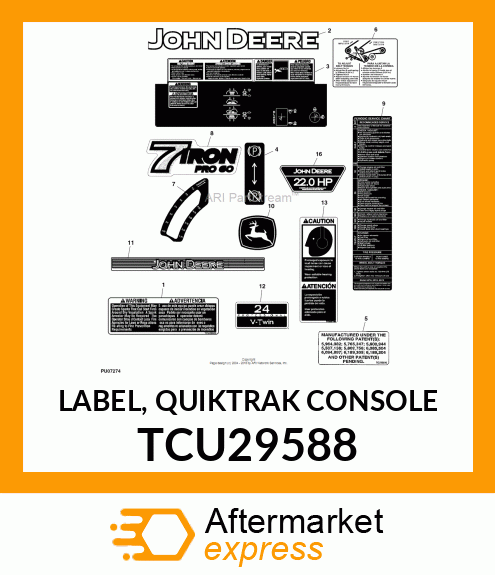 LABEL, QUIKTRAK CONSOLE TCU29588