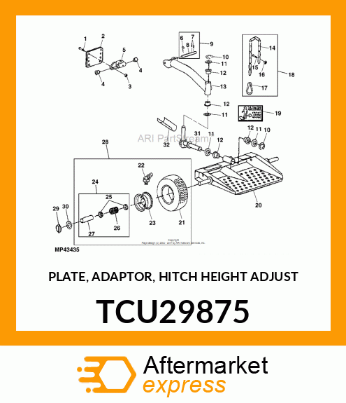 PLATE, ADAPTOR, HITCH HEIGHT ADJUST TCU29875