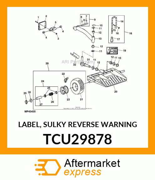 LABEL, SULKY REVERSE WARNING TCU29878