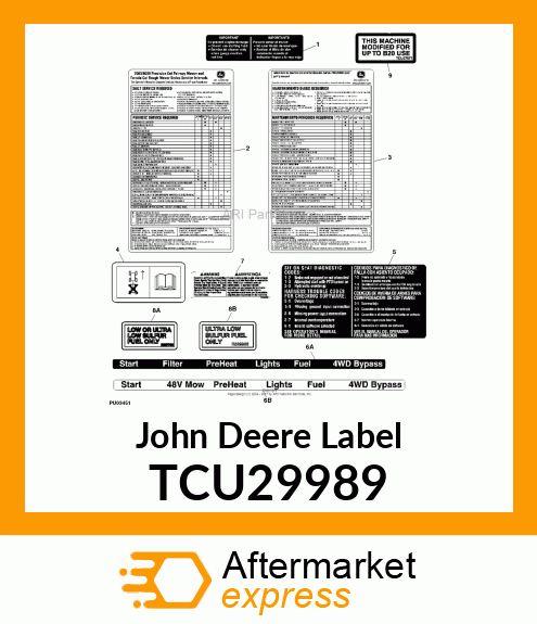 LABEL, SERVICE CHART (ENGLISH) TCU29989