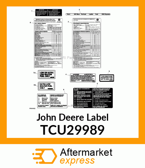 LABEL, SERVICE CHART (ENGLISH) TCU29989