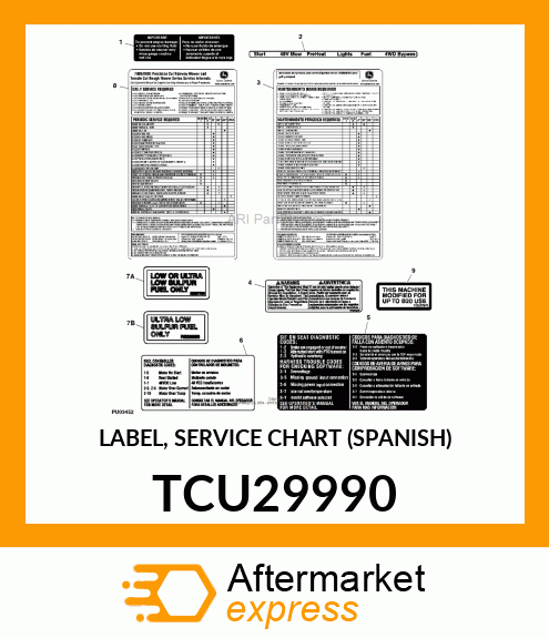 LABEL, SERVICE CHART (SPANISH) TCU29990