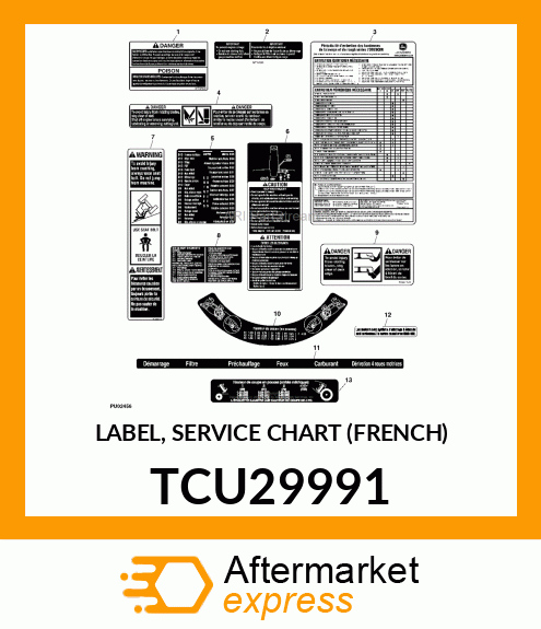 LABEL, SERVICE CHART (FRENCH) TCU29991