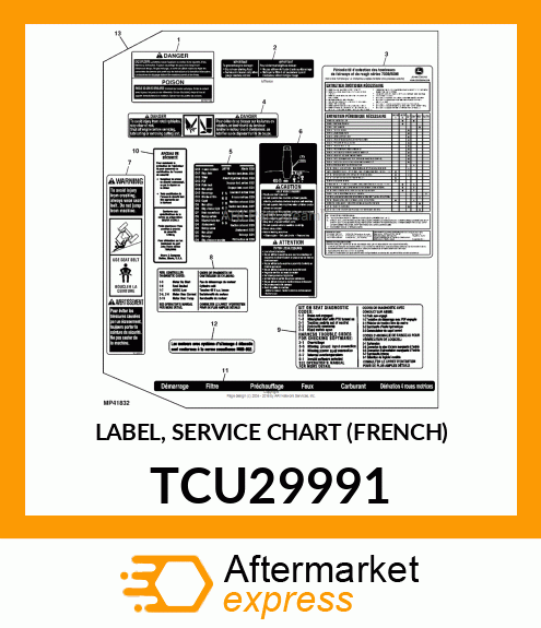 LABEL, SERVICE CHART (FRENCH) TCU29991