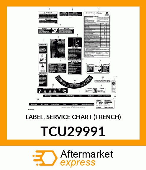 LABEL, SERVICE CHART (FRENCH) TCU29991