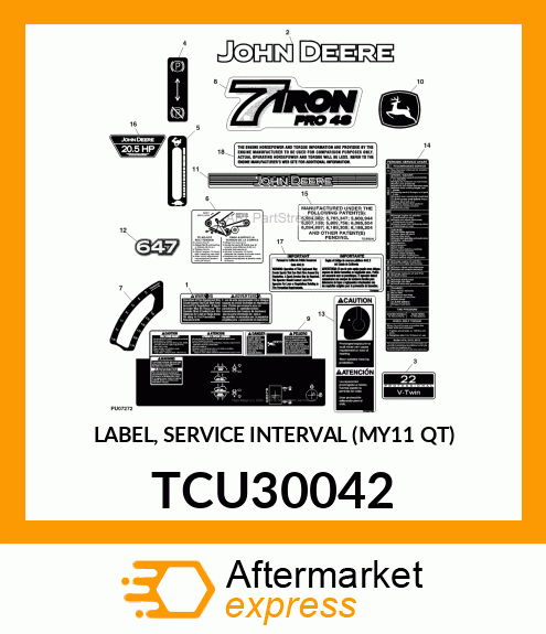 LABEL, SERVICE INTERVAL (MY11 QT) TCU30042