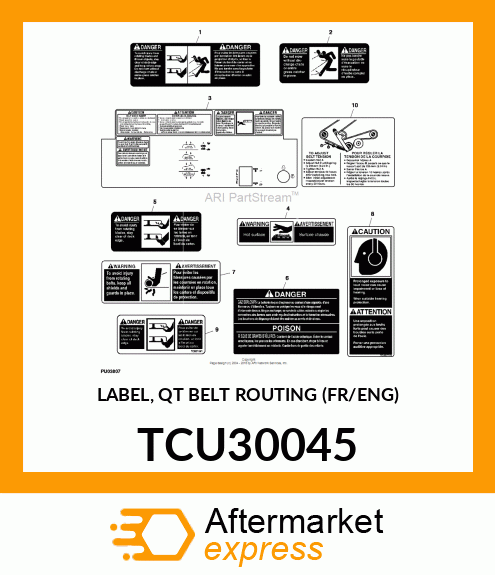 LABEL, QT BELT ROUTING (FR/ENG) TCU30045