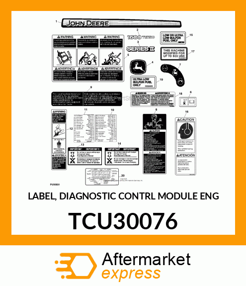 LABEL, DIAGNOSTIC CONTRL MODULE ENG TCU30076