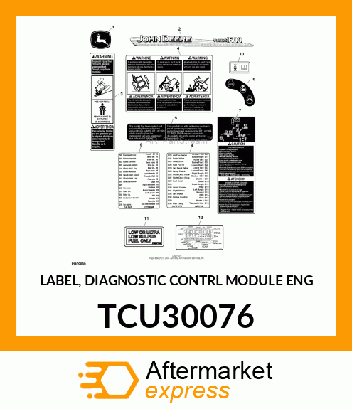 LABEL, DIAGNOSTIC CONTRL MODULE ENG TCU30076