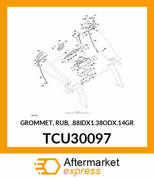 GROMMET, RUB, .88IDX1.38ODX.14GR TCU30097