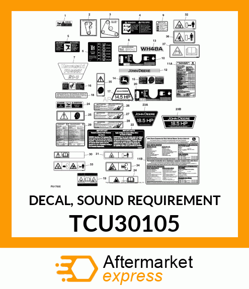 DECAL, SOUND REQUIREMENT TCU30105