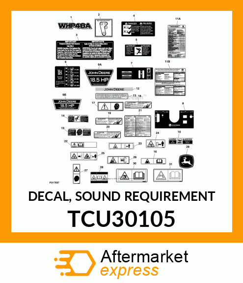 DECAL, SOUND REQUIREMENT TCU30105