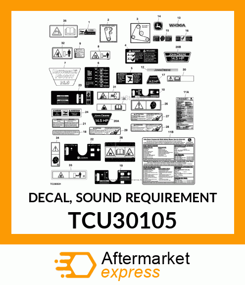 DECAL, SOUND REQUIREMENT TCU30105