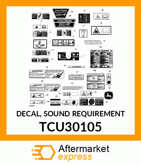 DECAL, SOUND REQUIREMENT TCU30105