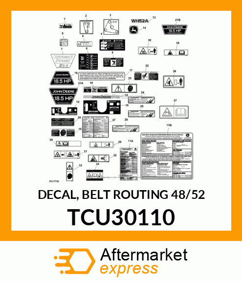 DECAL, BELT ROUTING 48/52 TCU30110