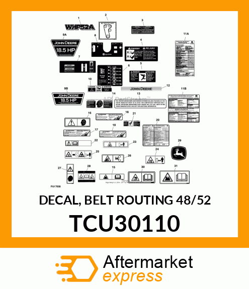 DECAL, BELT ROUTING 48/52 TCU30110