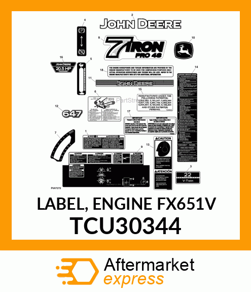 LABEL, ENGINE FX651V TCU30344