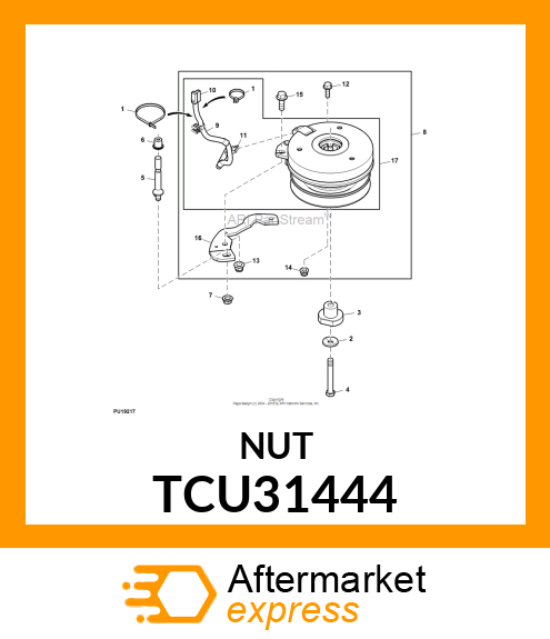 NUT, PTO ROD (EXTERNAL HEX) TCU31444