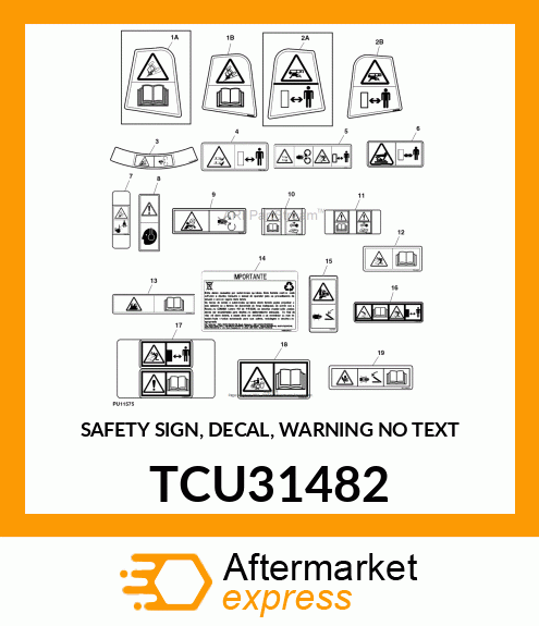 SAFETY SIGN, DECAL, WARNING NO TEXT TCU31482