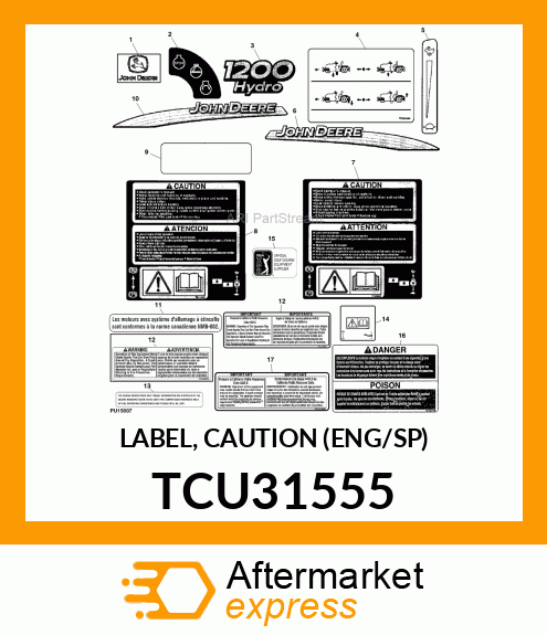 LABEL, CAUTION (ENG/SP) TCU31555