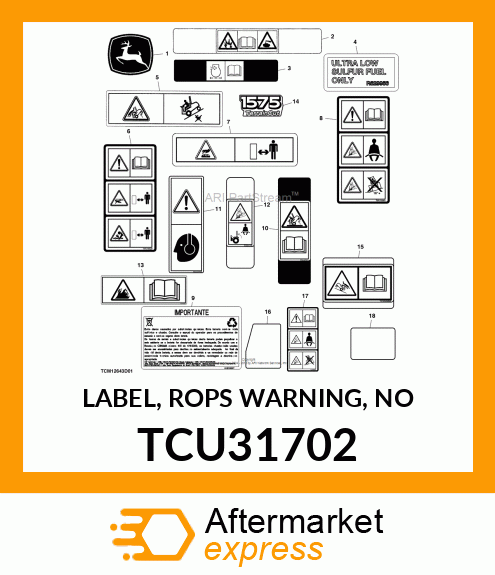 LABEL, ROPS WARNING, NO TCU31702