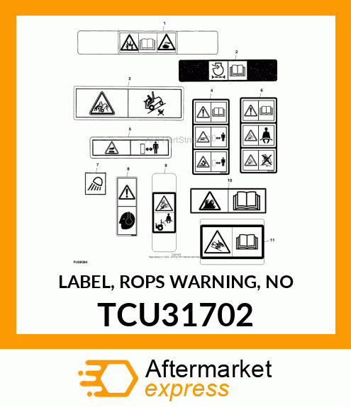 LABEL, ROPS WARNING, NO TCU31702