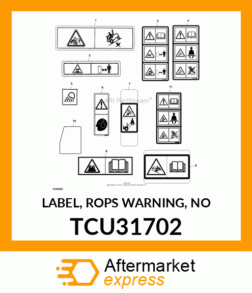 LABEL, ROPS WARNING, NO TCU31702