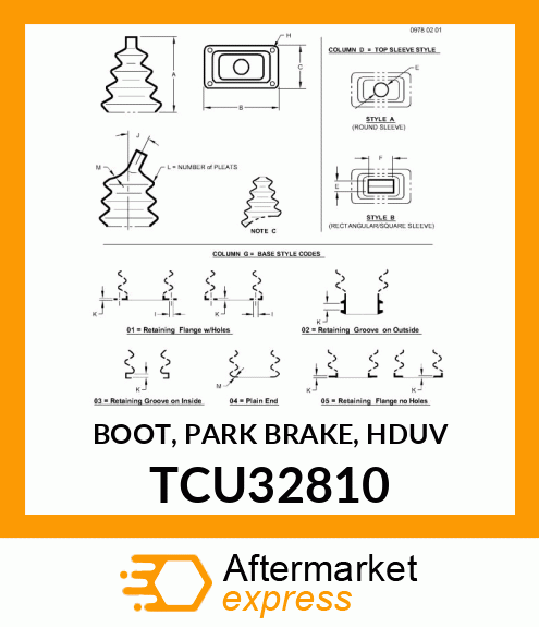 BOOT, PARK BRAKE, HDUV TCU32810