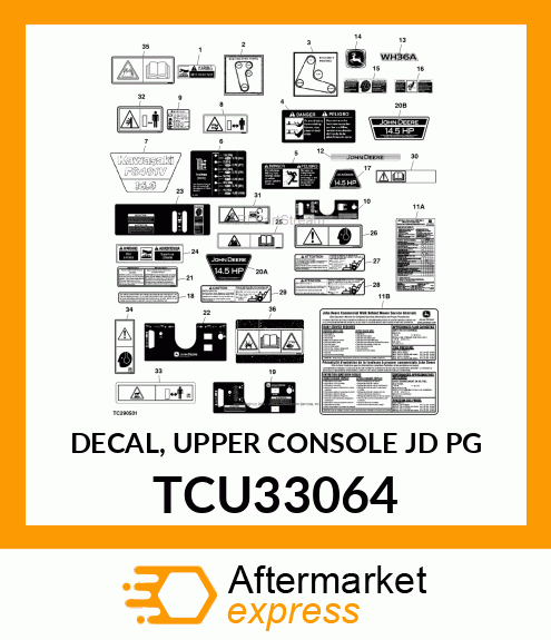 DECAL, UPPER CONSOLE JD PG TCU33064