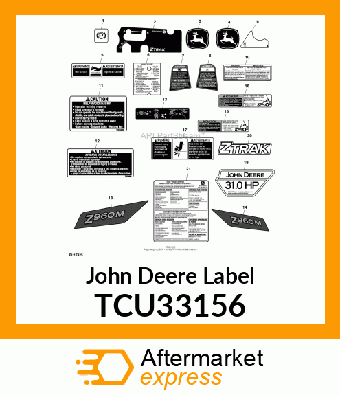 LABEL, ENGINE KAWASKI FX921V TCU33156