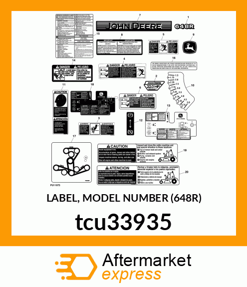 LABEL, MODEL NUMBER (648R) tcu33935