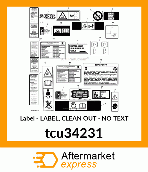 LABEL, CLEAN OUT tcu34231