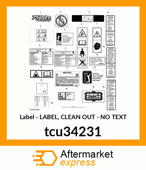 LABEL, CLEAN OUT tcu34231