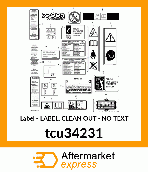 LABEL, CLEAN OUT tcu34231