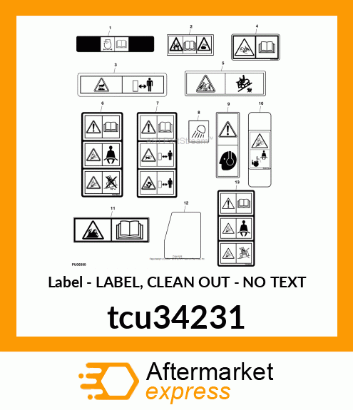 LABEL, CLEAN OUT tcu34231