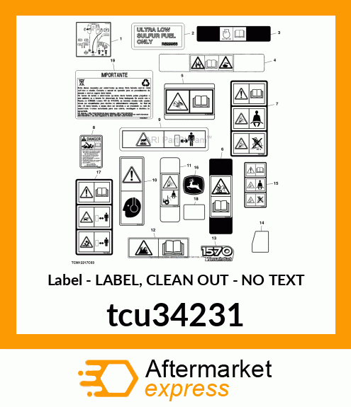 LABEL, CLEAN OUT tcu34231