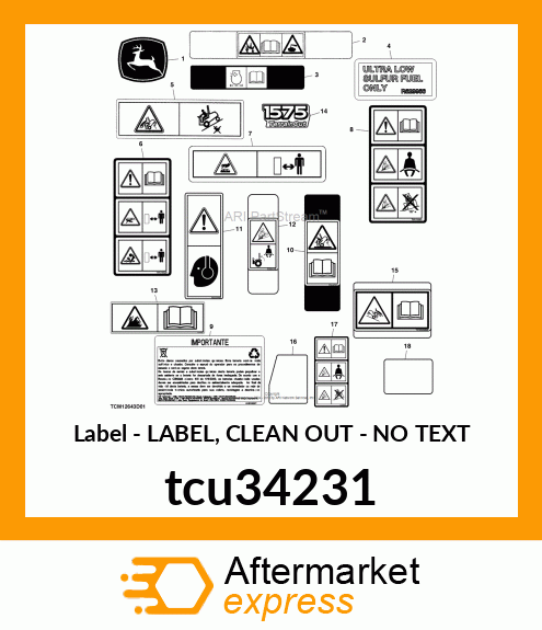 LABEL, CLEAN OUT tcu34231