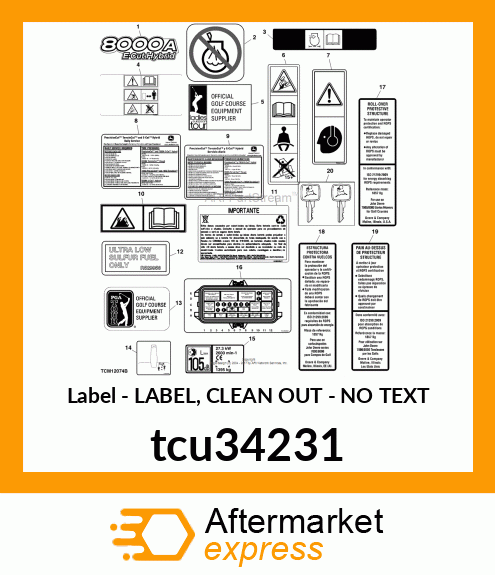 LABEL, CLEAN OUT tcu34231