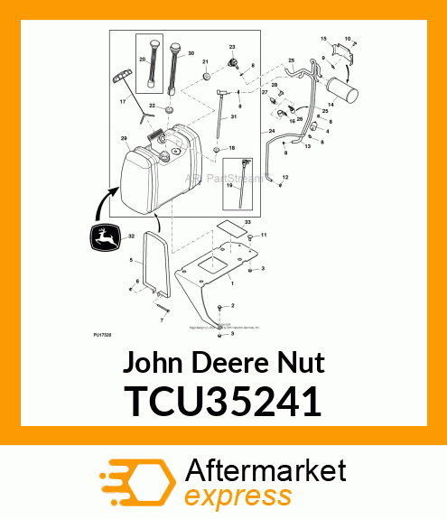 NUT U 1/4 X 20 7GA TCU35241