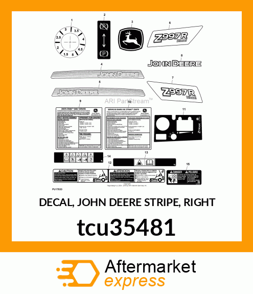 DECAL, JOHN DEERE STRIPE, RIGHT tcu35481