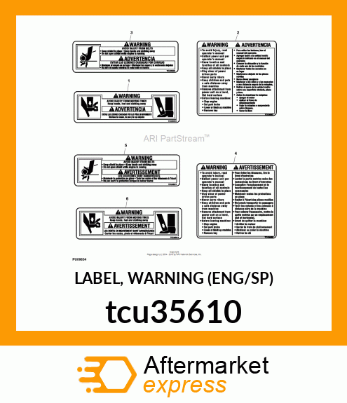 LABEL, WARNING (ENG/SP) tcu35610