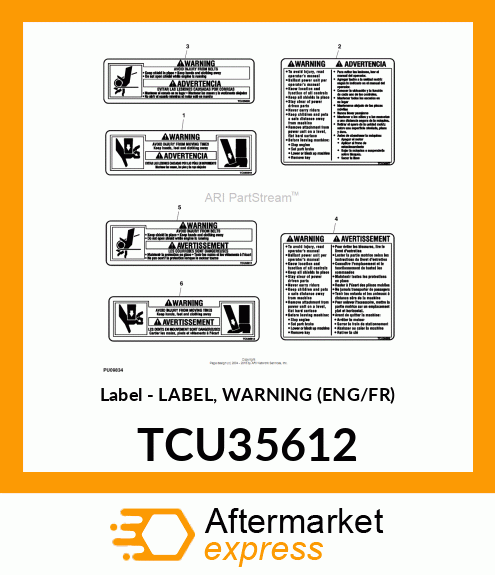 LABEL, WARNING (ENG/FR) TCU35612