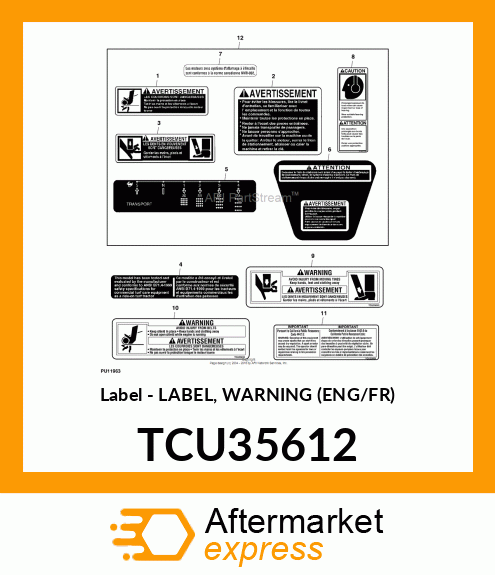 LABEL, WARNING (ENG/FR) TCU35612