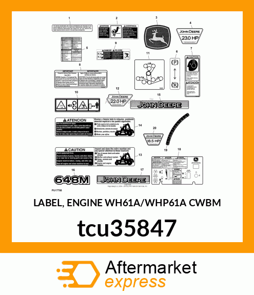 LABEL, ENGINE WH61A/WHP61A CWBM tcu35847