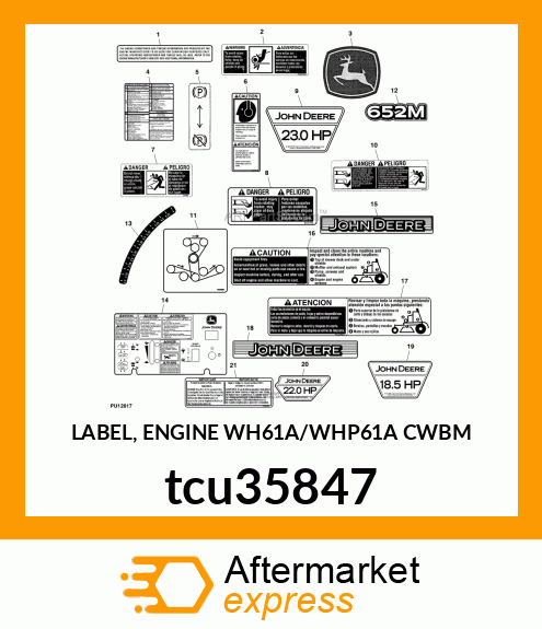 LABEL, ENGINE WH61A/WHP61A CWBM tcu35847