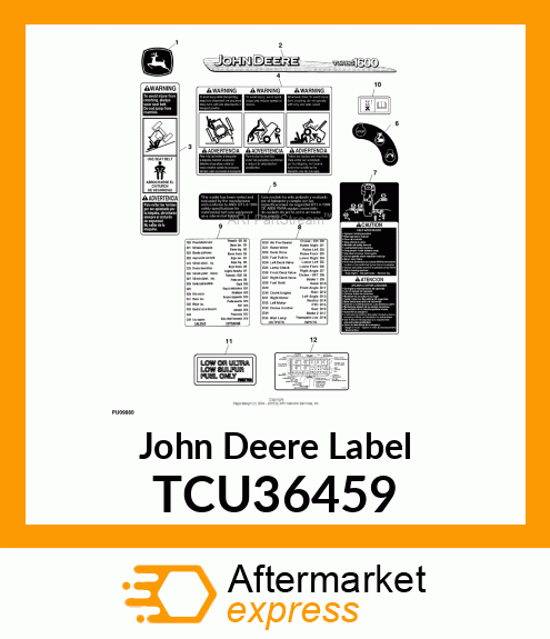 LABEL, FUSE BLOCK WAM (ENG/SPAN) TCU36459